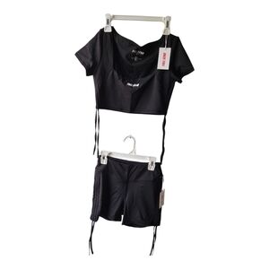 💕Full Send Cropped Athletic Top And Bike Shorts Dry Fit Size S NEW‎